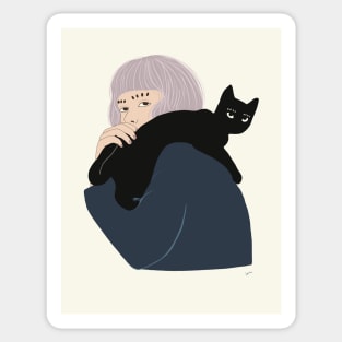 Holding black cat Sticker